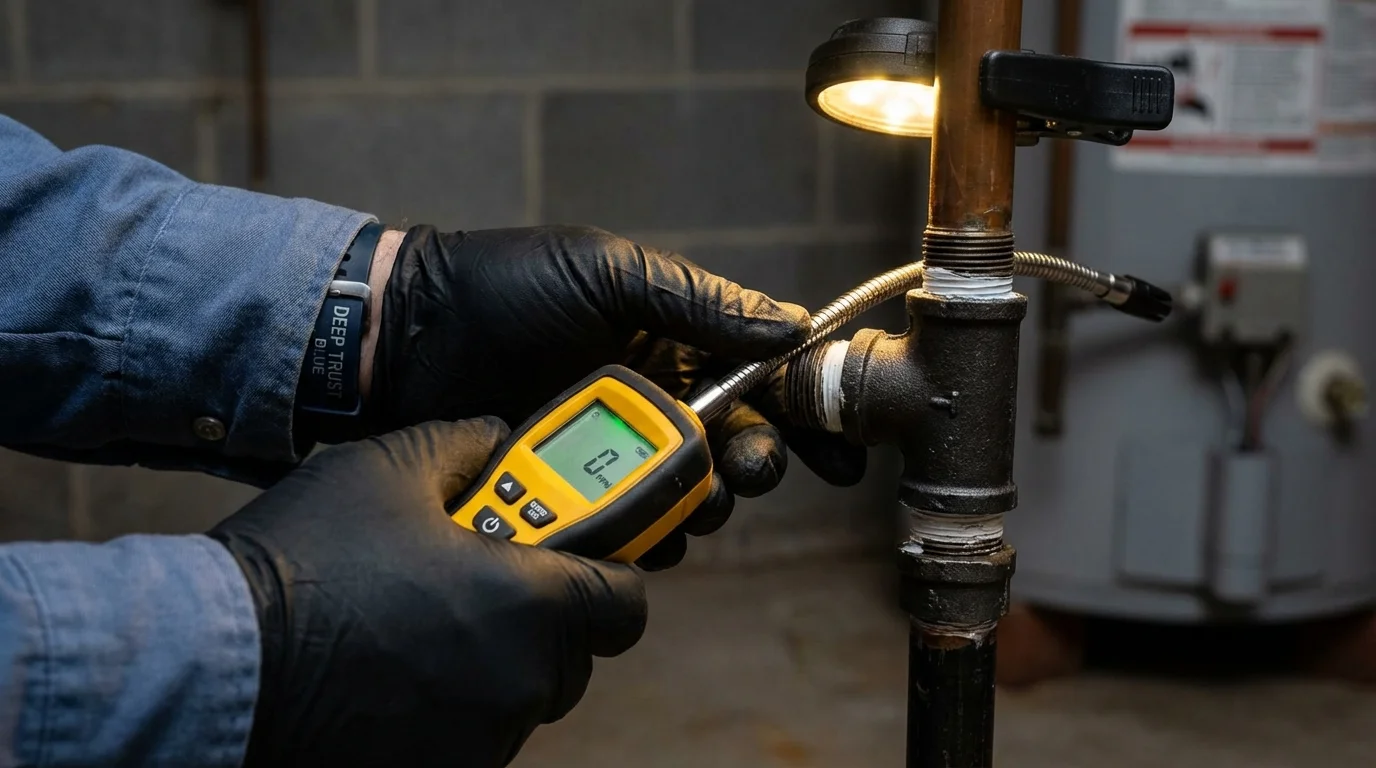 Gas leak detection with electronic sniffer by Johns Plumbing LLC in Yucca Valley