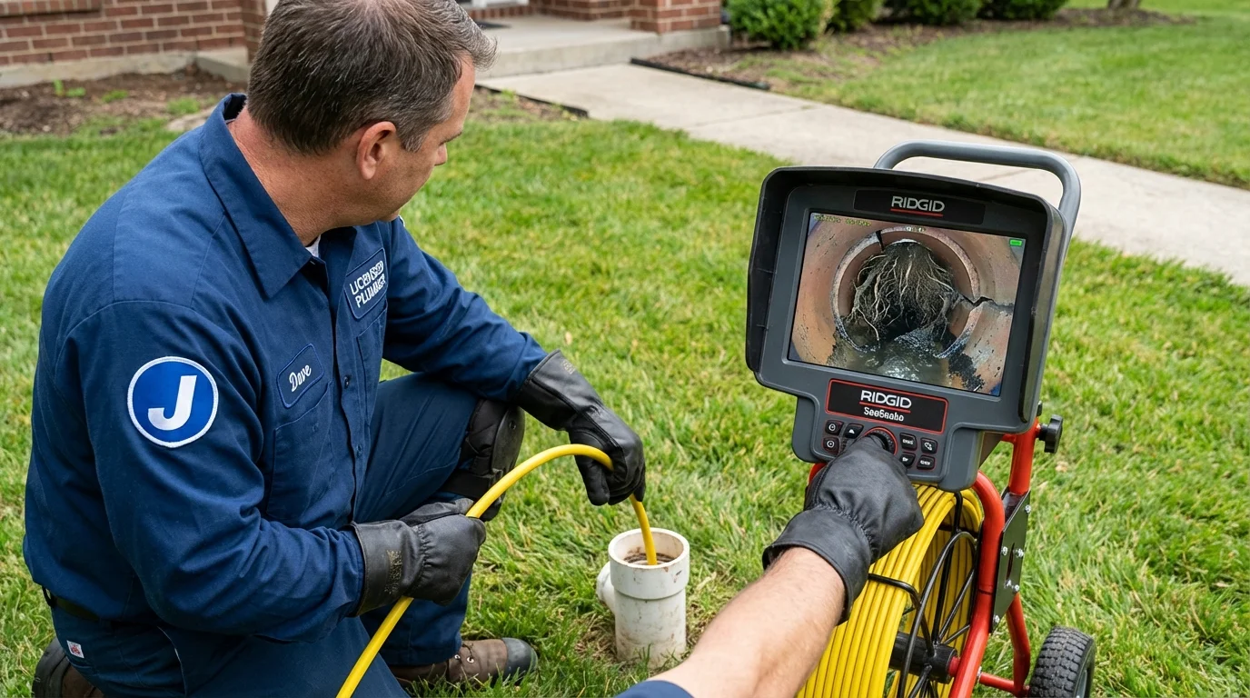 Sewer camera inspection being performed by Johns Plumbing LLC in Yucca Valley