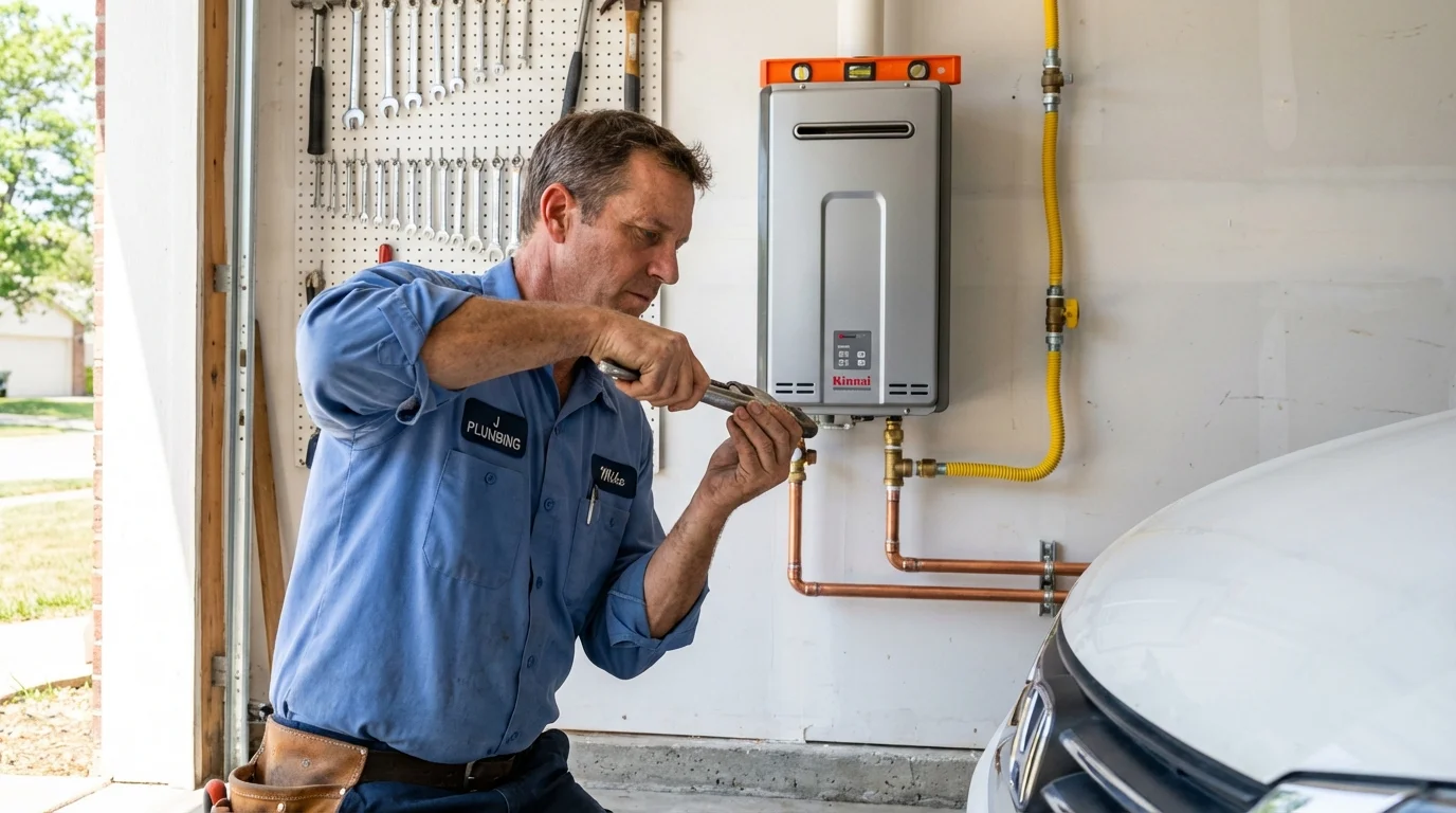Tankless water heater installation by a Johns Plumbing LLC plumber in Yucca Valley
